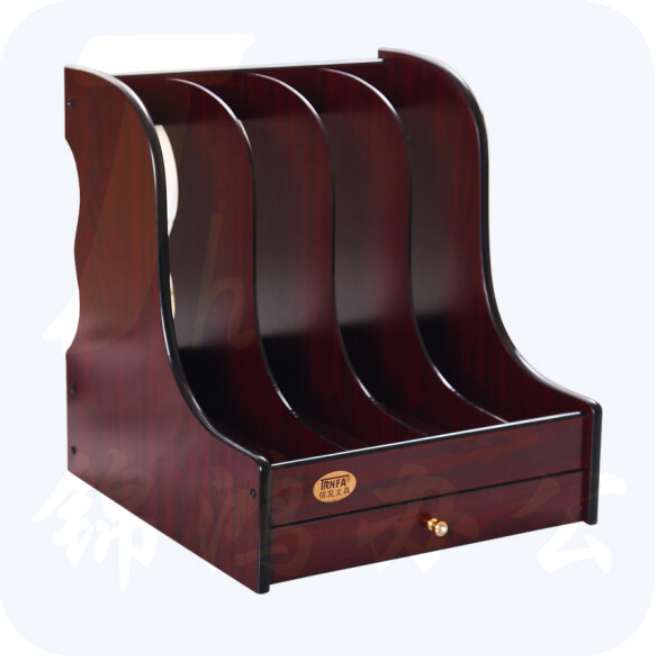 木质桌面文件框 四格带抽屉木质资料架 文件架 TN-605