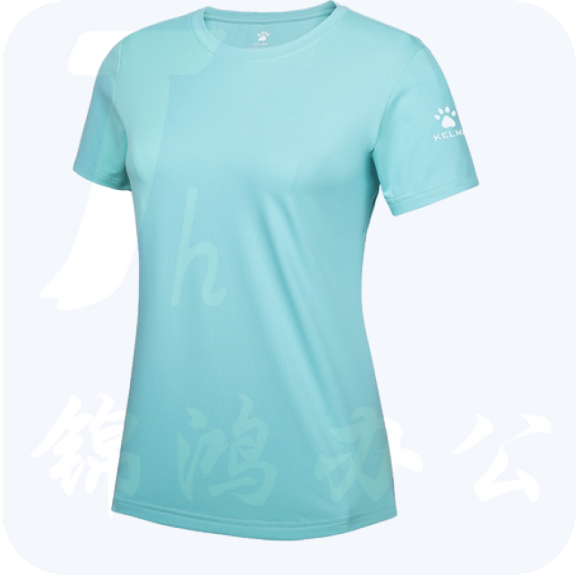 卡尔美   短袖T恤 训练服 运动跑步快干上衣 浅水绿