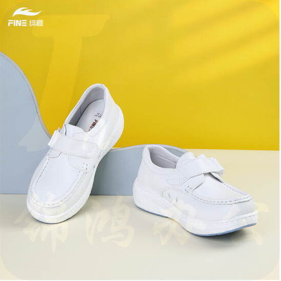 绯樱 BT1957护士鞋春秋季款真牛皮软底透气深口低帮平底一脚蹬工作鞋白色33~42码