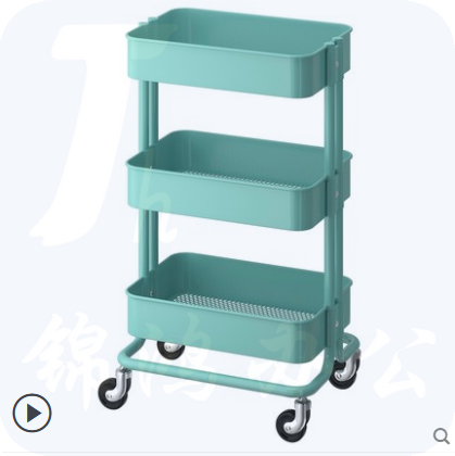 宜家 手推车厨房带轮小推车 天蓝色