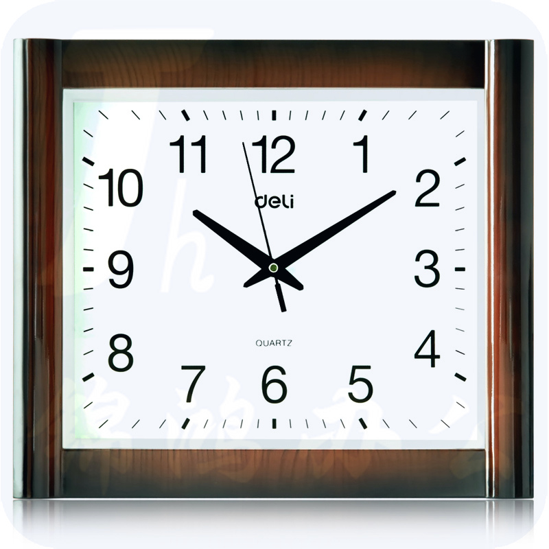 得力9008挂钟电子时钟挂钟客厅钟表(土棕)(只)40*35cm