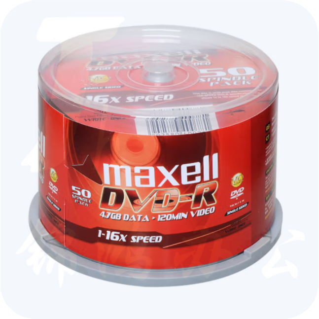 麦克赛尔 DVD-R光盘 刻录光盘 50片装光碟 空白光盘 16速4.7G 金盘