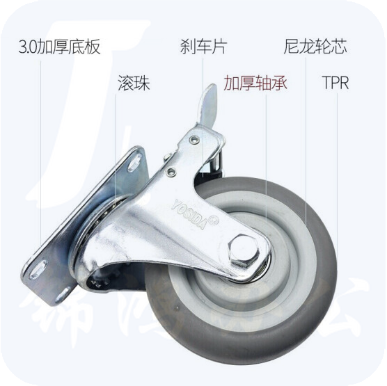 万向轮子 脚轮 万向边刹圆面静音轮