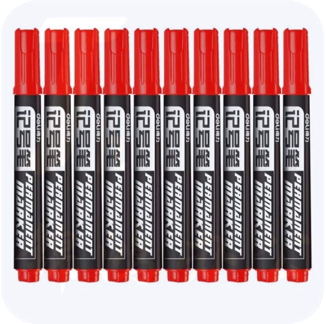 得力6881记号笔 红色马克笔 （每盒10支）