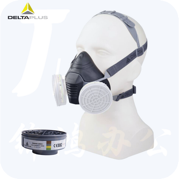 代尔塔 M6000系列双滤盒头戴式半面罩 3件套（105006半面罩1个/105013 ABEK1滤盒2个）