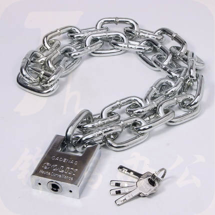 加粗加长链条锁   铁链子门锁  5米长 6mm链条 防剪锁