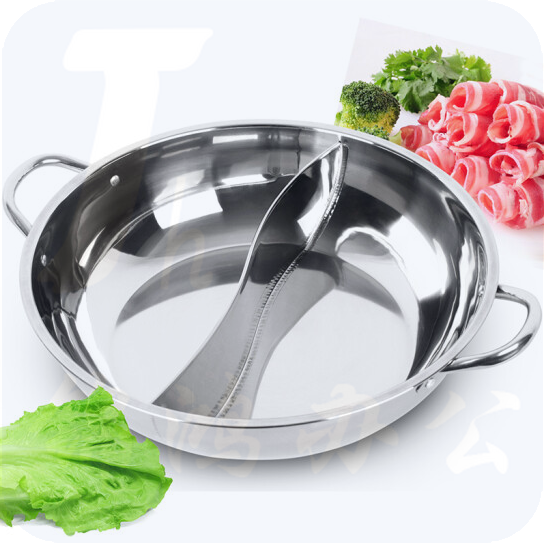 家用不锈钢鸳鸯锅  直径35CM   货号：YC