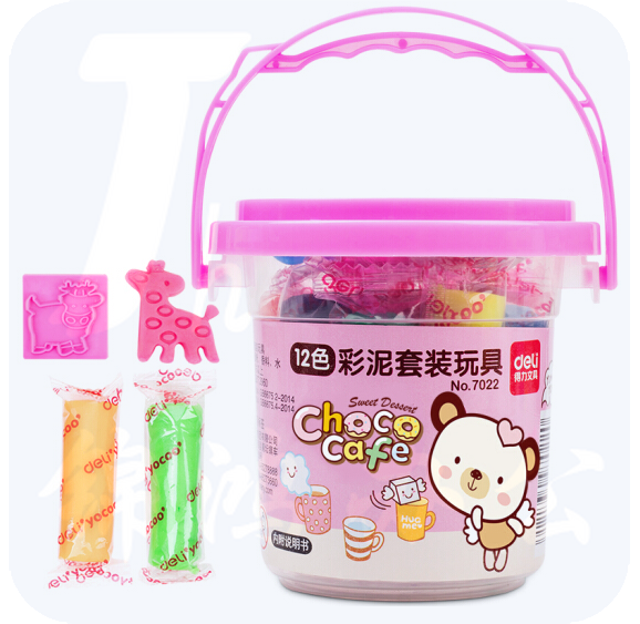 得力 12色超轻粘土 学生儿童玩具彩泥橡皮泥黏土7022 粉色