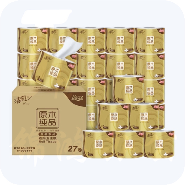 清风 卷纸 4层200克卫生纸*27卷/箱 B201G