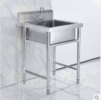 商用304不锈钢单眼水槽定做水池食堂酒店水池 带龙头600*600*800 材质1.0厚
