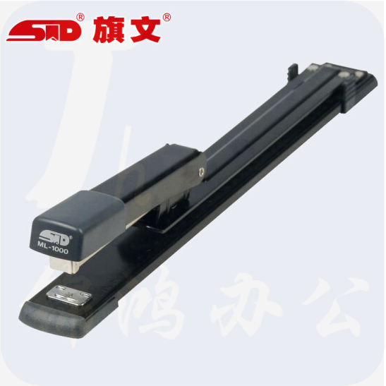 旗文 ML-1000 订书机 金属加长订书机 12号长臂按键式订书器 颜色随机一个