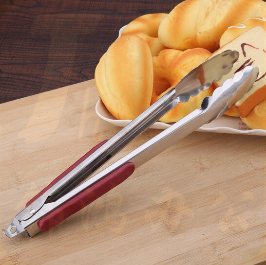 夹菜烤肉夹子烧烤夹 厨房不锈钢食品夹  面包烘焙食物夹 公餐夹 小号  货号：LJ