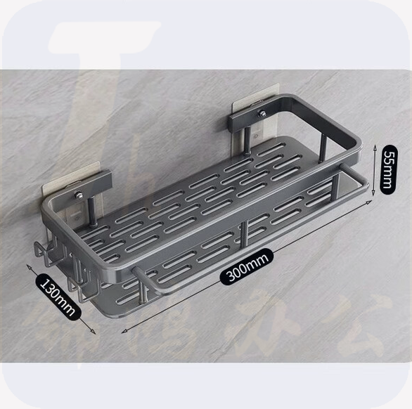 卫生间置物护栏 太空铝免打孔挂钩 壁挂式 单层加厚护栏  货号：JC