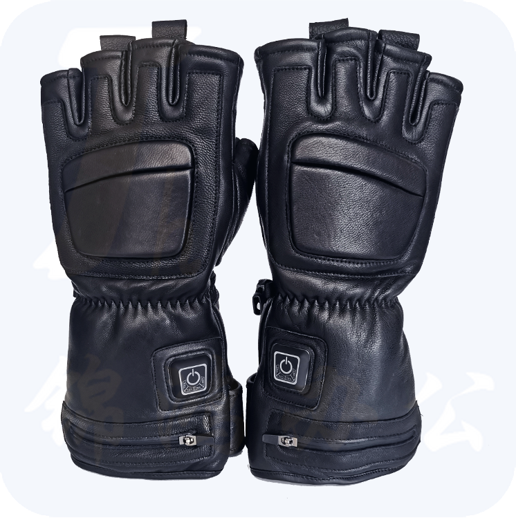 益隆天祥 半指加强版 热能手套  半指型皮手套 3挡加热