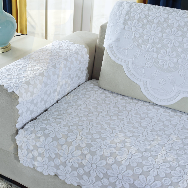 布艺沙发垫 简约沙发巾 纯白 90*120cm  货号：JC