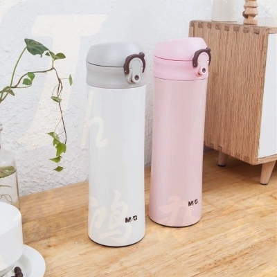 晨光（M&G）ARC92587轻奢轻量弹扣保温杯460ml大容量商务杯白粉蓝颜色随机