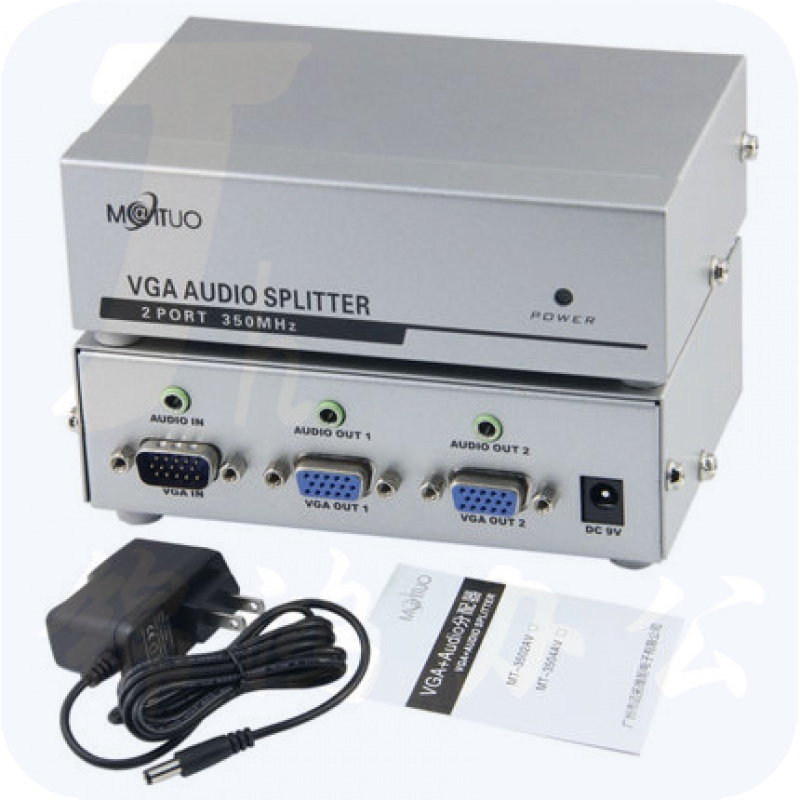 迈拓维矩 MT-3502AV VGA音视频分配器一进二出1进2出共享器分频器