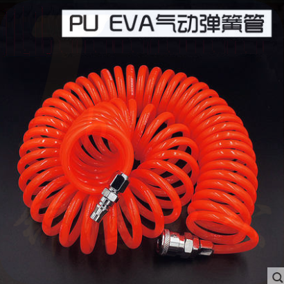 巨联（JULIAN）橙色5＊8＊50尺（12米左右）（配接头）气动弹簧管空压机气泵气管软管伸缩PU螺旋风管带快速接头气线气绳