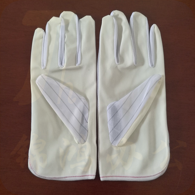 巨联（JULIAN）防静电手套无硫米白黄条纹手套