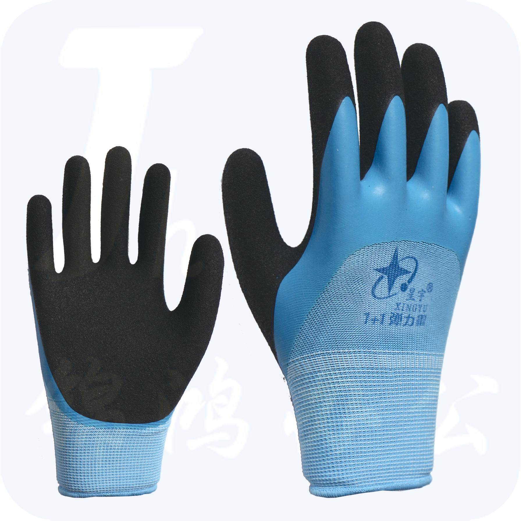 星宇 1+1天然乳胶高弹舒适耐用弹力星磨砂劳保防护手套12付/打