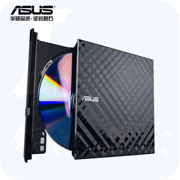 华硕(ASUS) 8倍速 USB2.0 外置DVD刻录机 移动光驱 黑色(兼容苹果系统/SDRW-08D2S-U)
