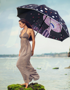 天堂伞 碰击黑胶创意半双层三折太阳伞晴雨伞31814E藏青色-京东