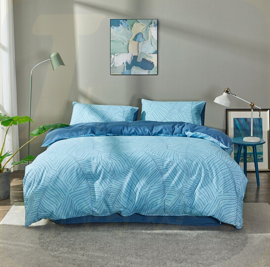 罗莱家纺  床上四件套美式涤磨毛床品套件单人双人床单被套 叶韵芳华