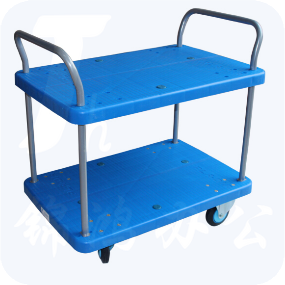 双层小推车静音手推车  双扶手 双层平板车 1100*650  货号：JC