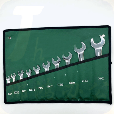 凯工 10件 10*6*32 镜面开口扳手双开口扳手开口扳手套装