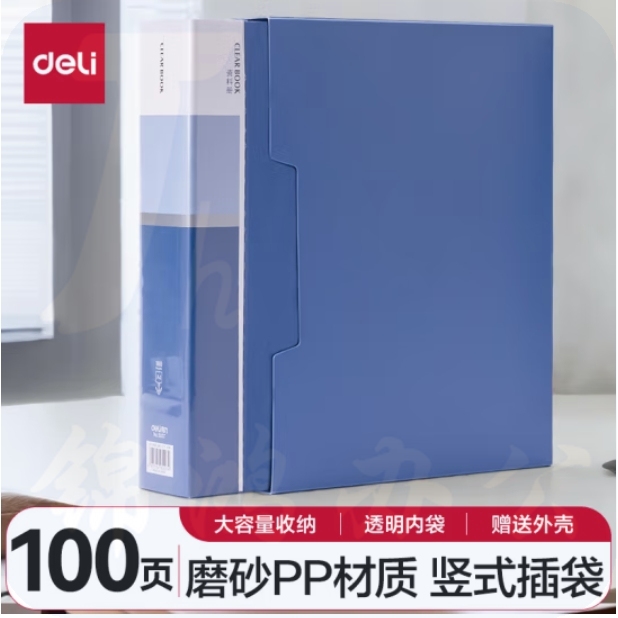得力(deli)A4/100页大容量资料册插袋文件册活页文件收纳袋活页插袋5007