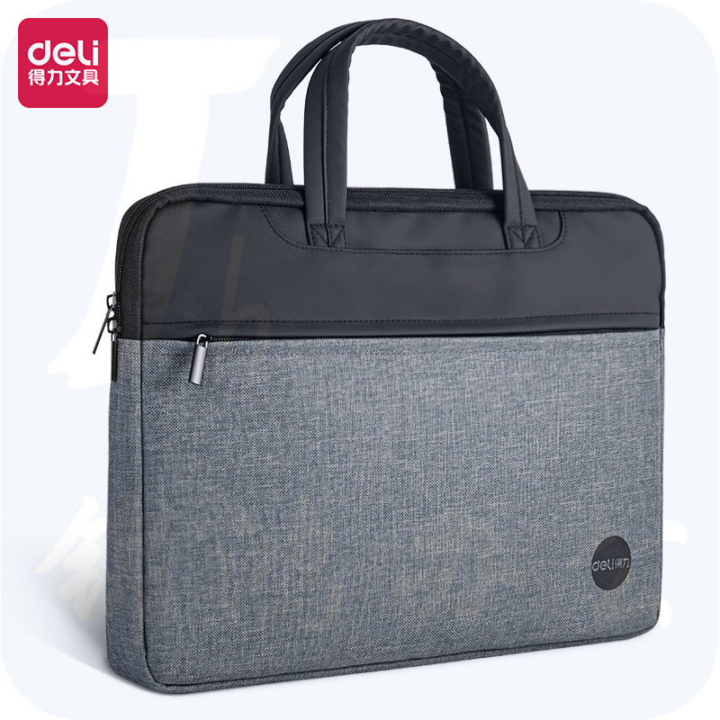 得力63755公文包文件袋280*380*40mm14英寸电脑包(黑色)牛津布材质