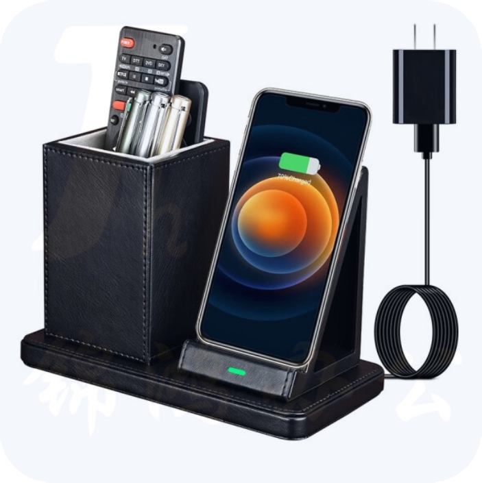 多功能智能笔筒 桌面收纳盒带手机无线充电功能 二合一雅典黑【笔筒+无线充】