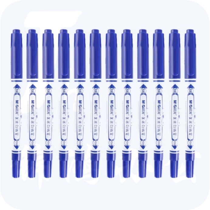 晨光 SPM21302 记号笔 12支 双头美术勾线笔 蓝色