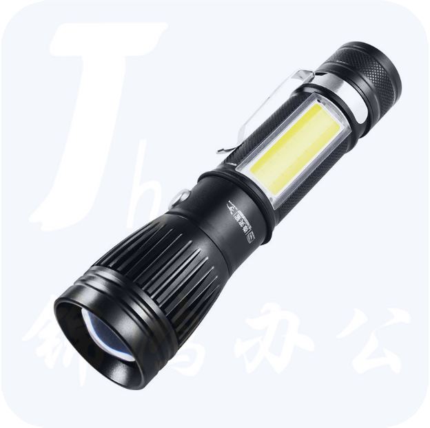 微笑鲨 T6 LED远射强光手电筒带侧灯笔夹USB充电口户外照明