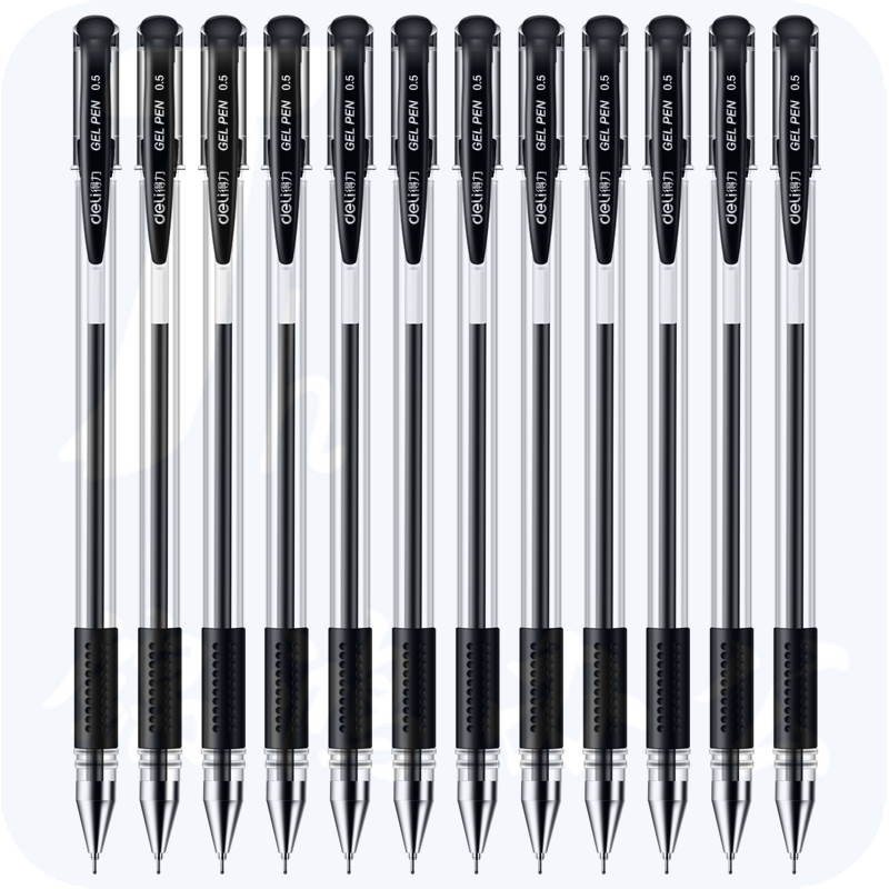 得力6601中性笔0.5mm半针管签字笔水笔(黑)(支)