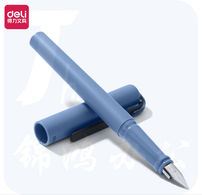 得力（deli）乐素正姿练字钢笔 书写签字墨水笔EF明尖(暗石蓝)A952