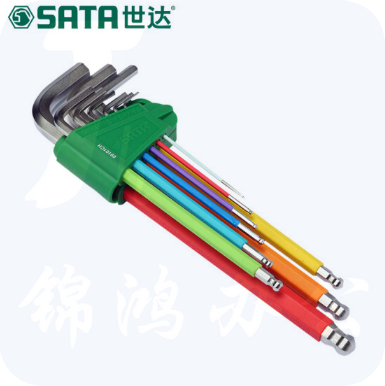 世达（SATA）彩虹系列9件特长球头内六角扳手组套  09101CH