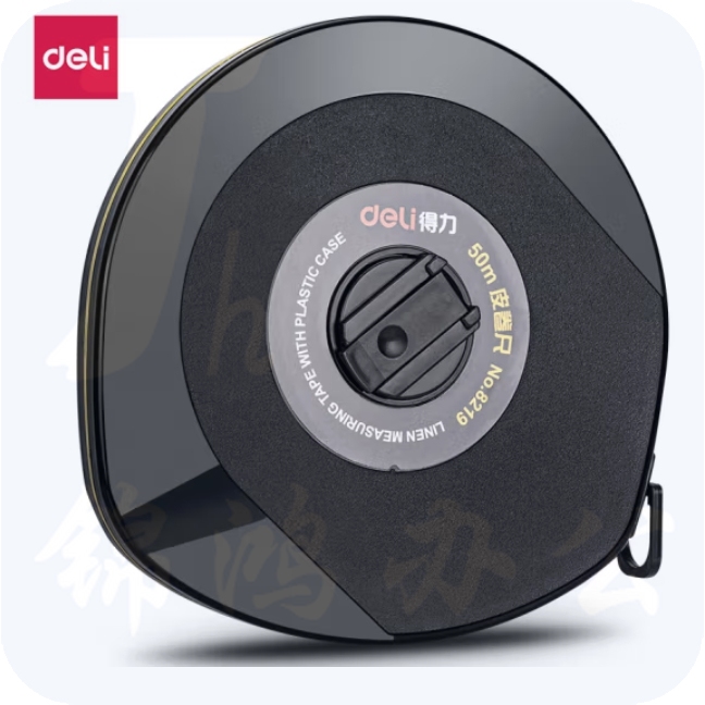得力(deli)50m皮卷尺操场盘式50米皮卷尺软尺测量尺子 8219黑色