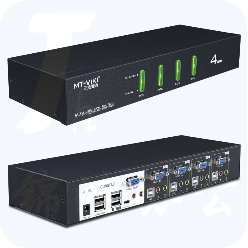 迈拓维矩MT-0401VK 工业级kvm切换器4口usb带音频显示器电脑vga4进1出