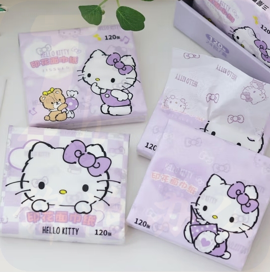 抽取式印花面巾纸 KT猫  120张/包  货号：LJ