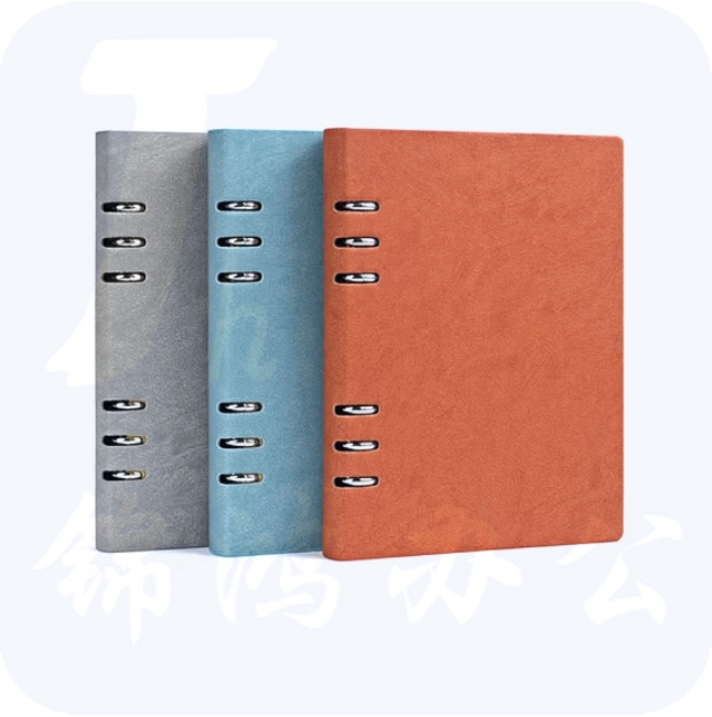 申士 A5/25K镂空活页商务记事本190页 办公笔记本 日记本 棕黄色