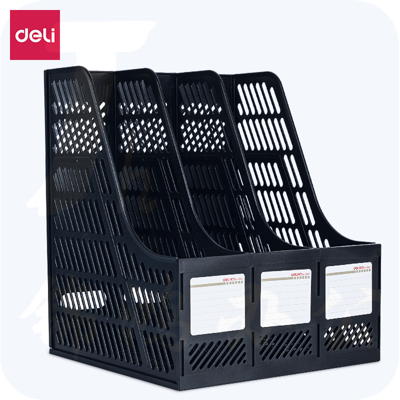  得力9847三联文件框 文件架书立架 3联文件框（黑）