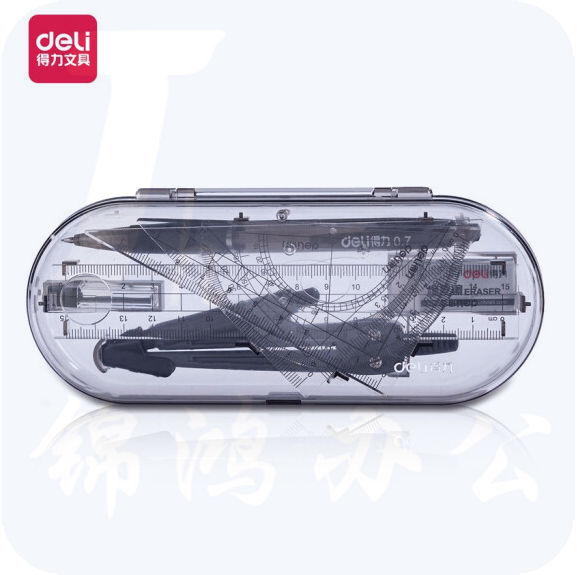 得力 9591 学生考试绘图套尺8件套装（铅笔+铅芯+橡皮+圆规+尺子/三角尺+量角器）