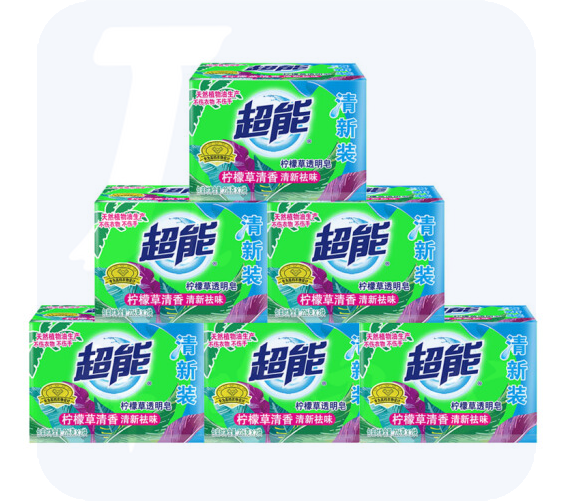 超能（CHAONENG）衣物清洁 肥皂 226g*2块/组*6组柠檬草透明皂