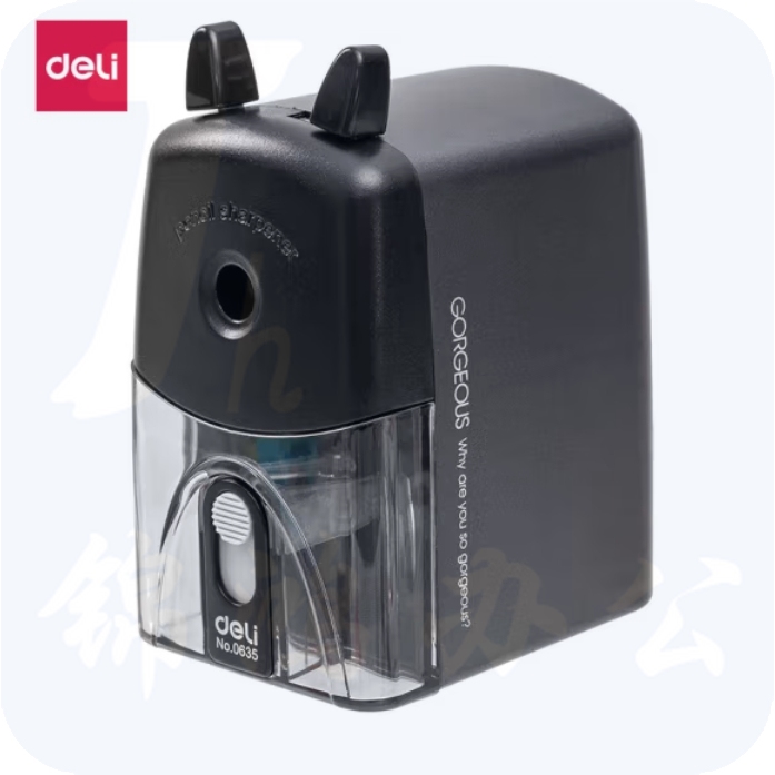 得力 0635卷笔刀手摇削笔机削笔器转笔刀笔刨 黑色