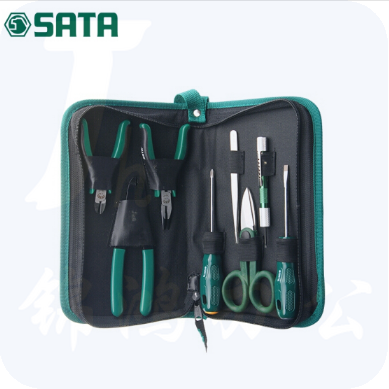 世达（SATA）8件电子工具组套/8件套组合螺丝刀尖嘴钳电工剪电子工具套装03750