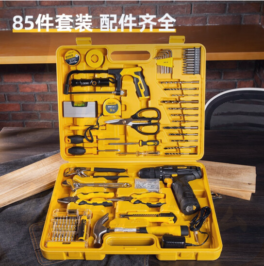 得力(deli) 85件家庭用锂电钻套装五金工具组套DL1085L