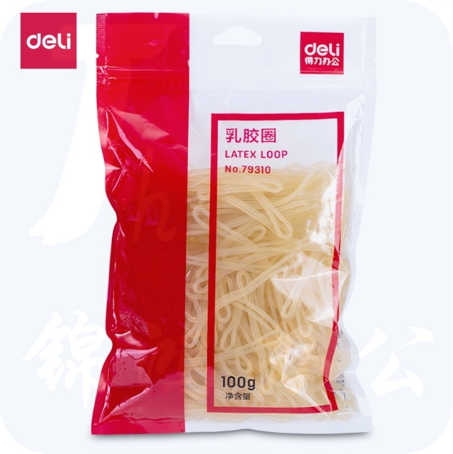 得力(deli)100g 乳胶圈 耐用橡皮筋 /橡皮圈/捆扎胶圈  79310