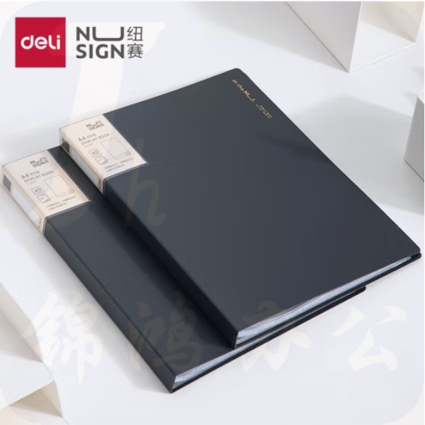 得力（deli）纽赛编码资料册40页 文件收纳册带页码活页插袋文件夹办公学生用品 NS191深灰色