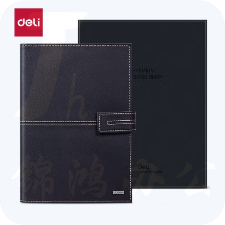 得力(deli)25K97张精装活页笔记本皮面本搭扣万用手册 咖啡色3158